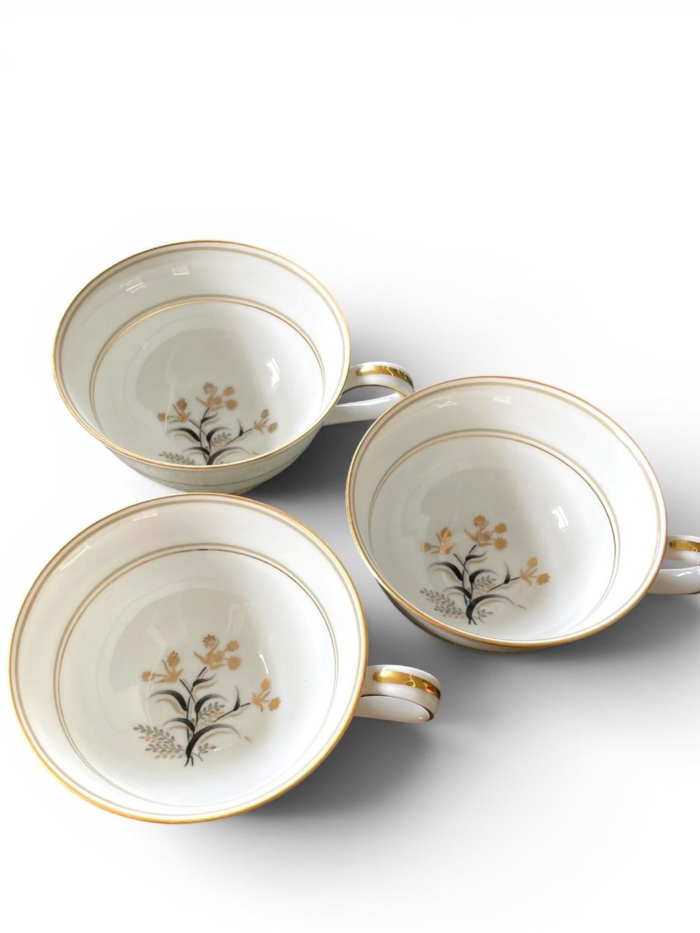 Set of 3 Noritake tea cups, Winton pattern